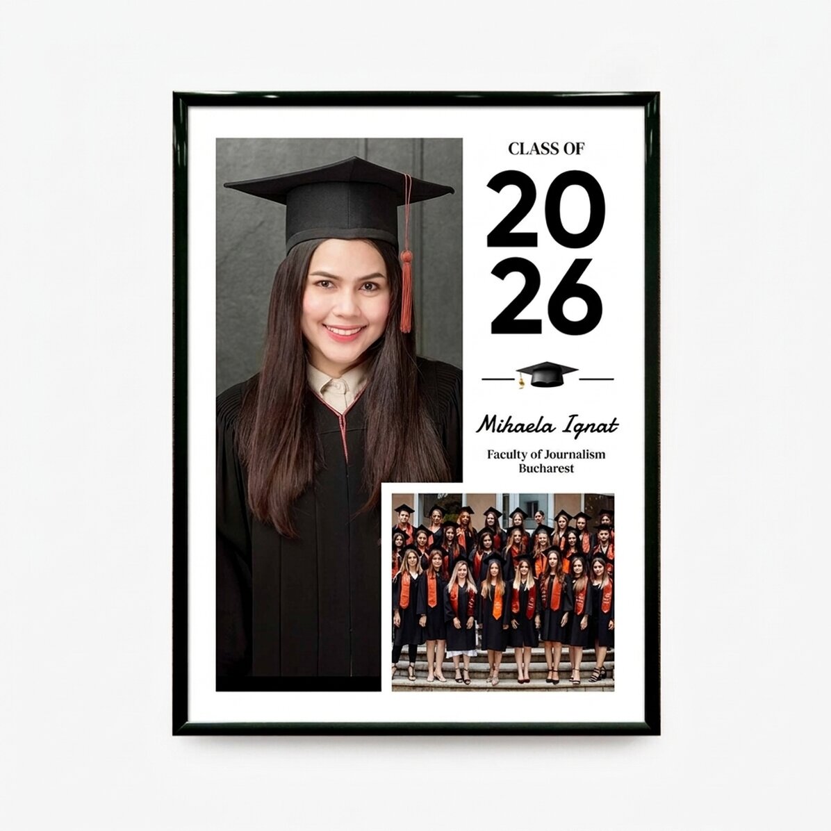 Personalised canvas with text and 2 photos - Graduation