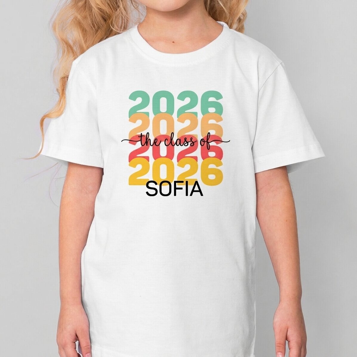 Customised cotton T-shirt for children with text - Graduation