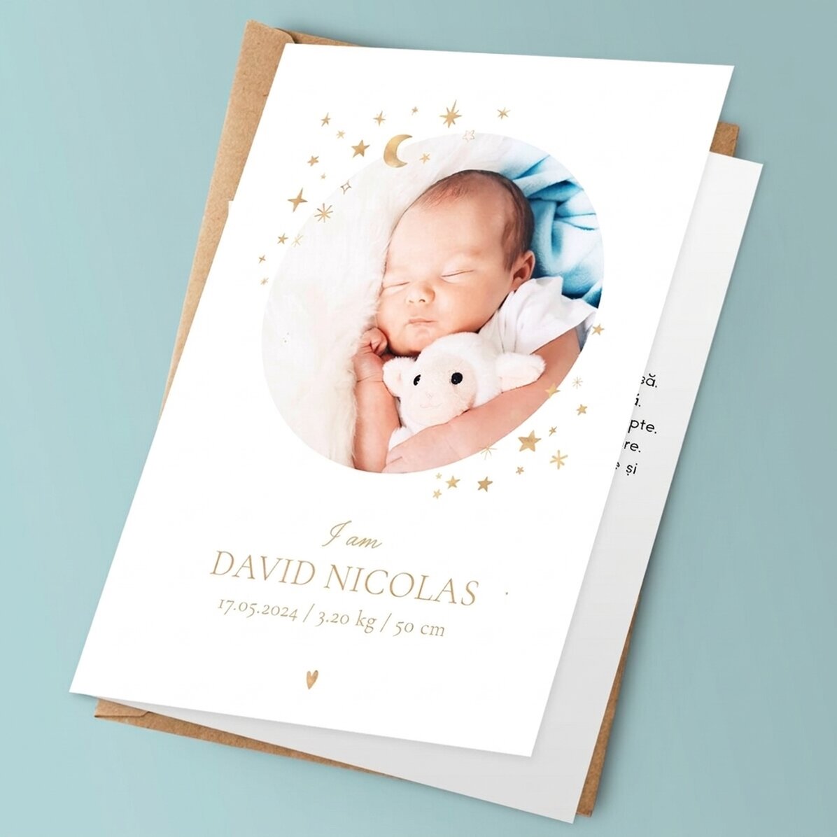 Personalised card with text and photo - Baby