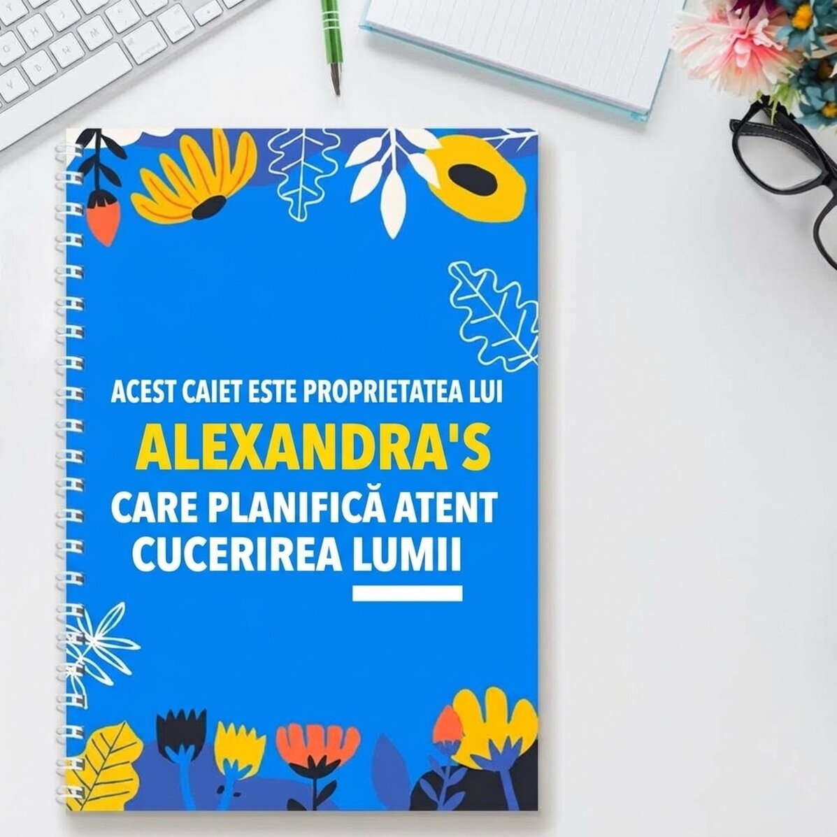 Personalised notebook with text - Take over the world