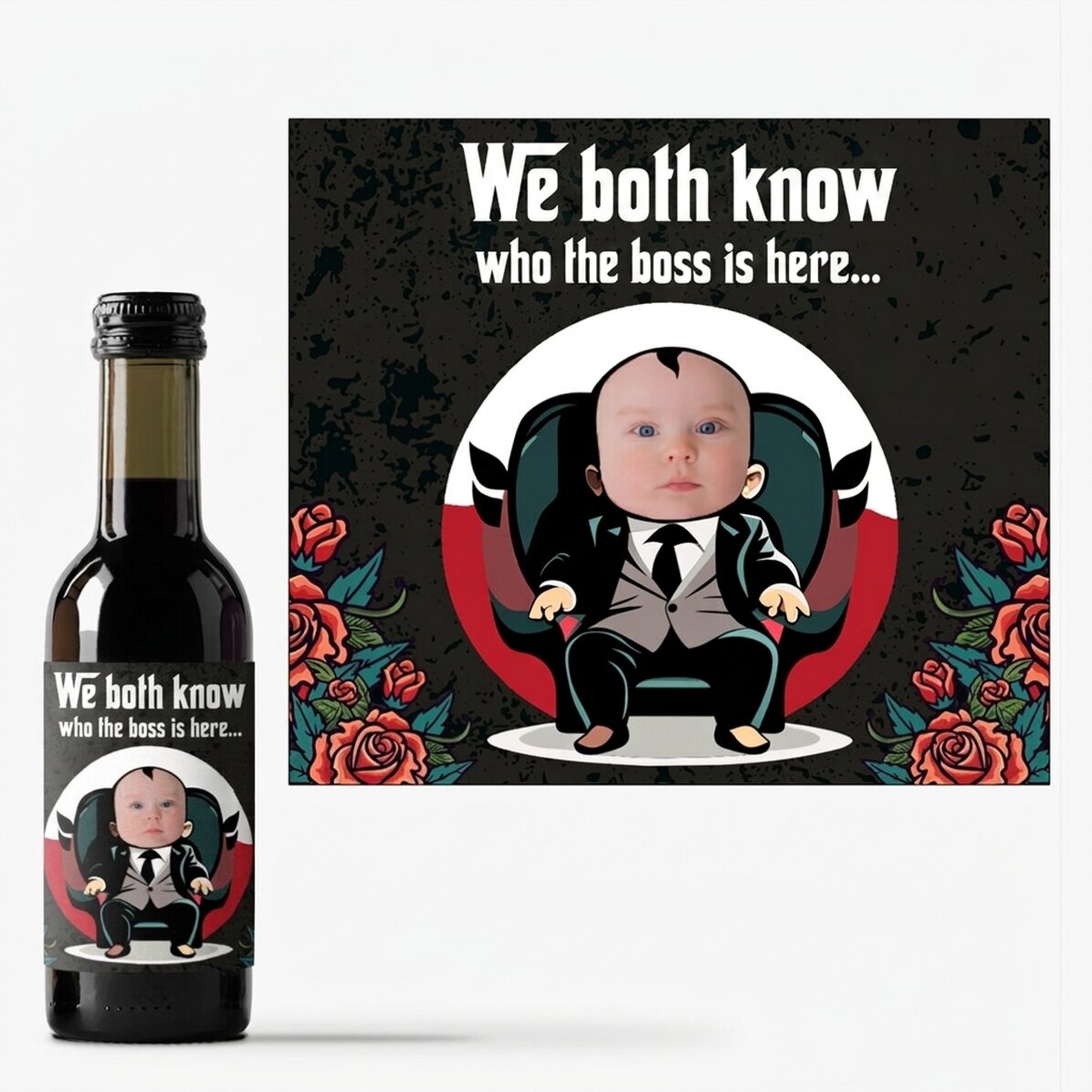 Personalised mini wine bottle - Request for godparents