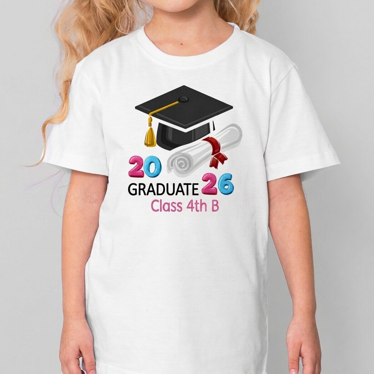 Personalised cotton T-shirt for children with message - Graduate