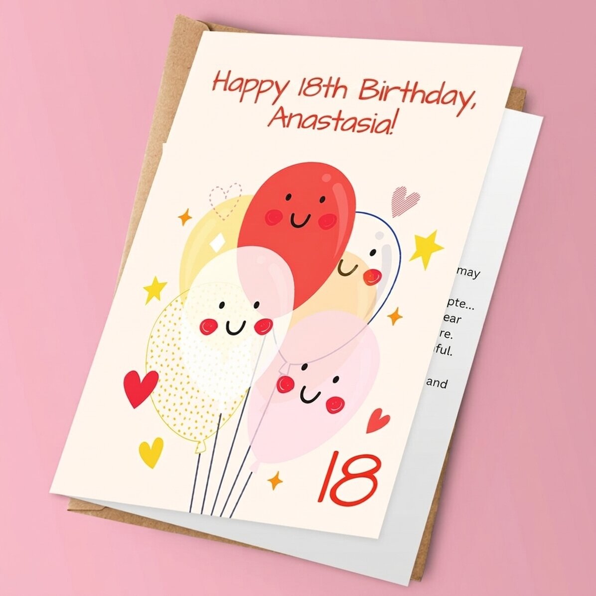 Personalised greeting card with text - Balloons