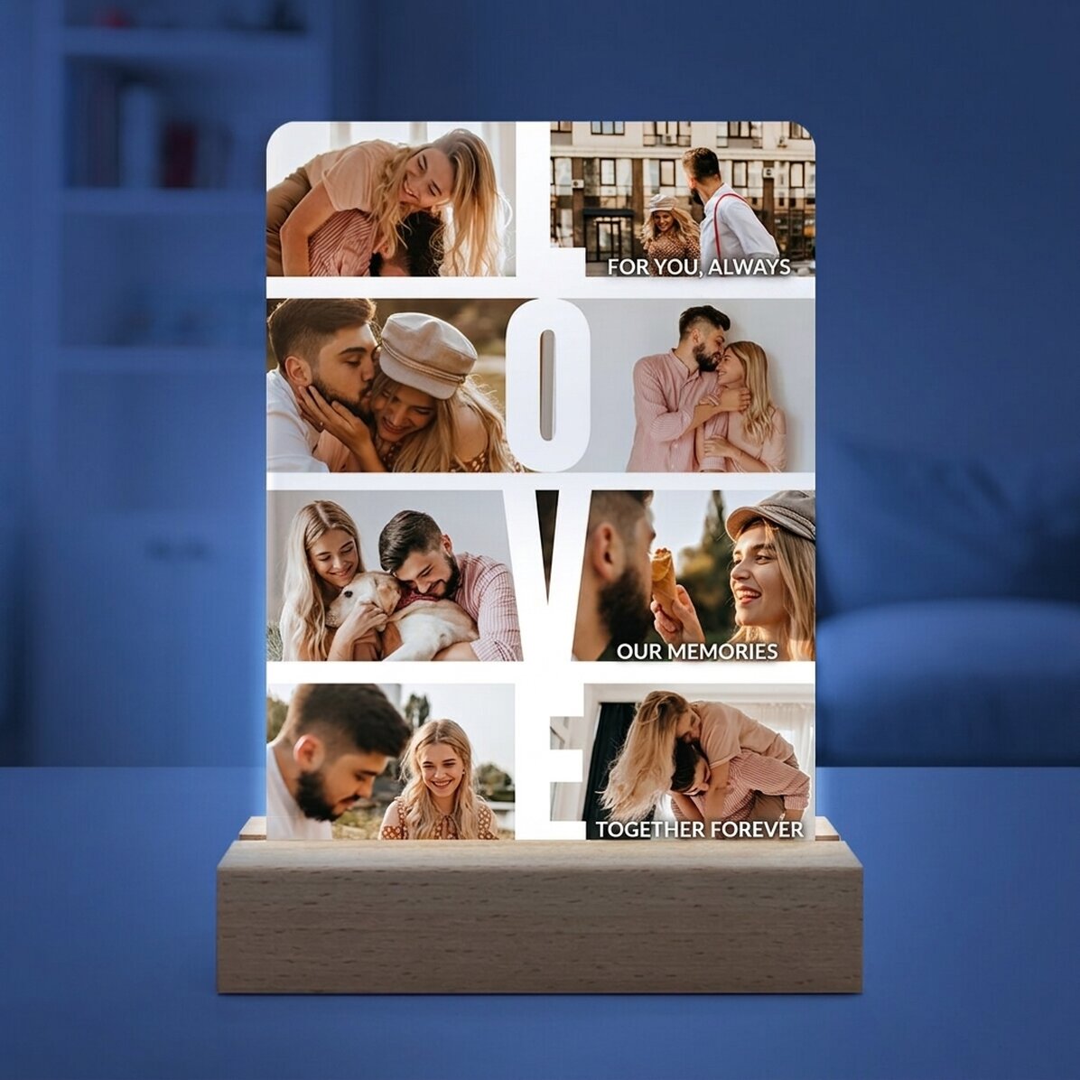 Customised LED night light with 8 photos