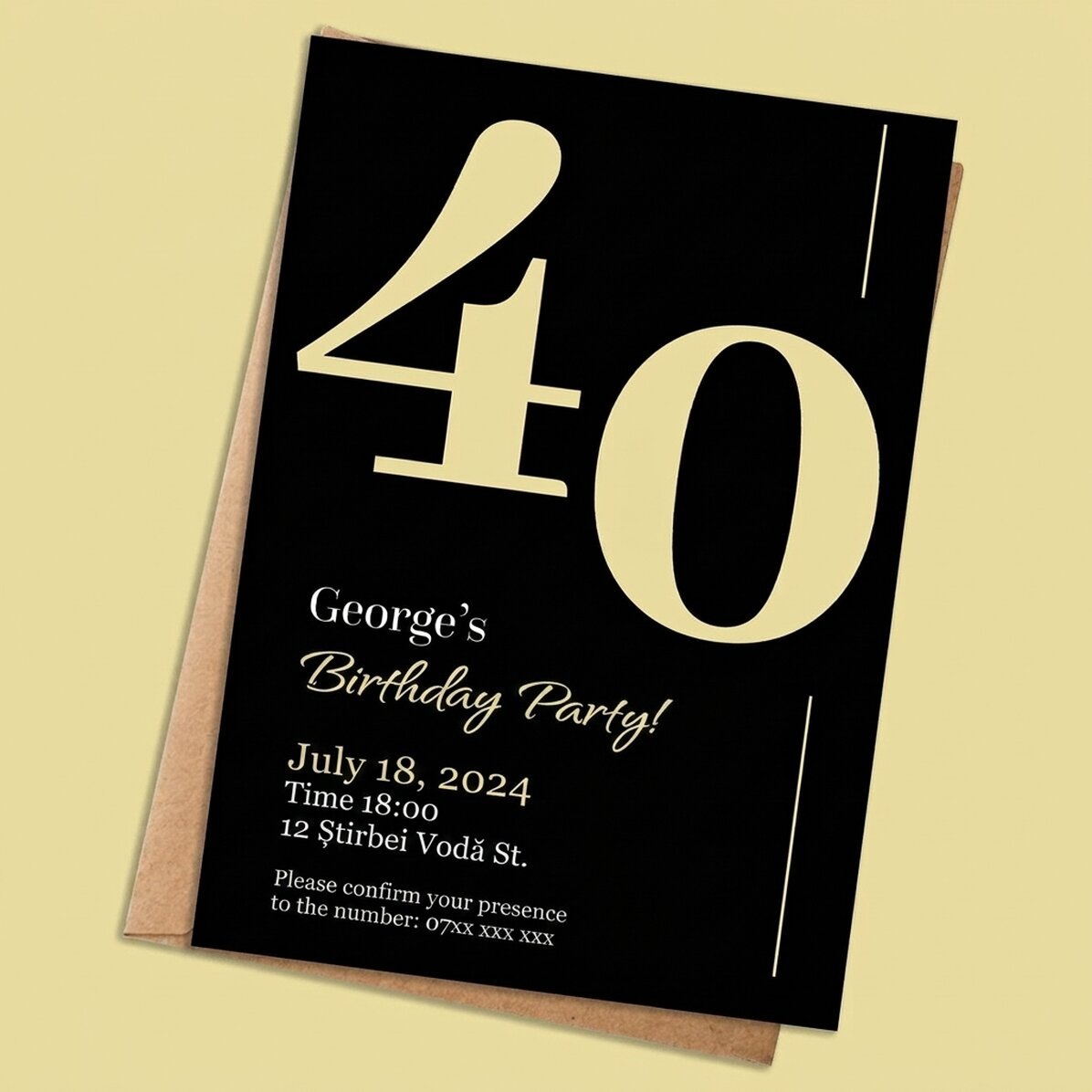 Personalised card with text - party invitation