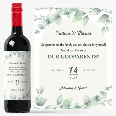 Personalised wine with text - For godparents