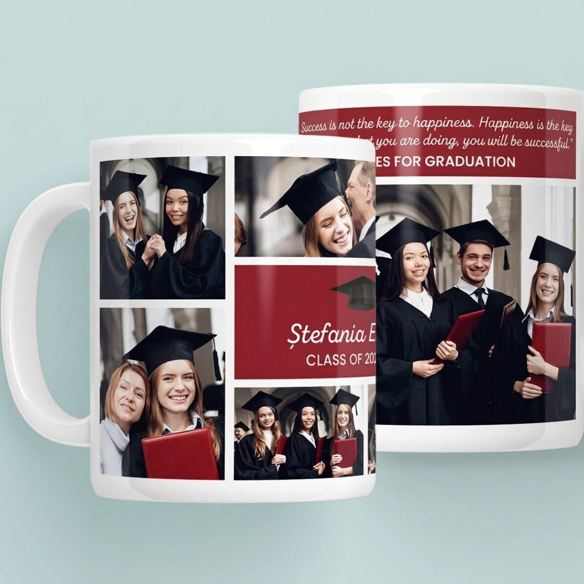 Personalised mug with 6 photos and message - Graduation