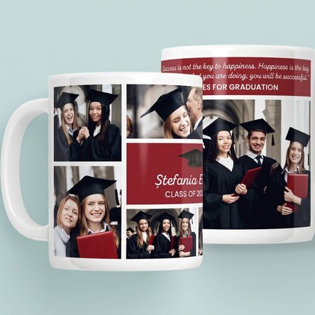 Personalised mug with 6 photos and message - Graduation