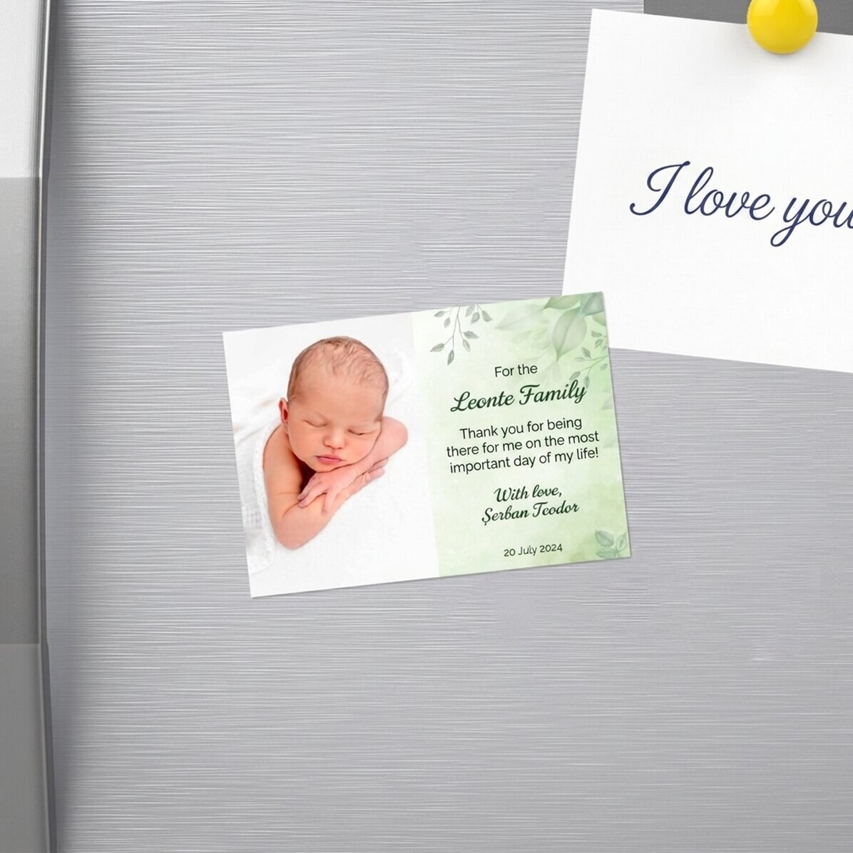 10x7 cm magnet personalised with a photo and message - Christening gift