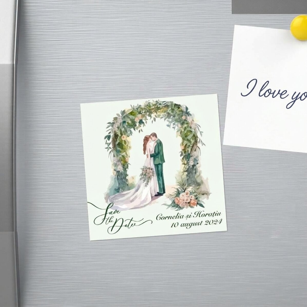 Personalised 10x10 magnet with text - Save the date