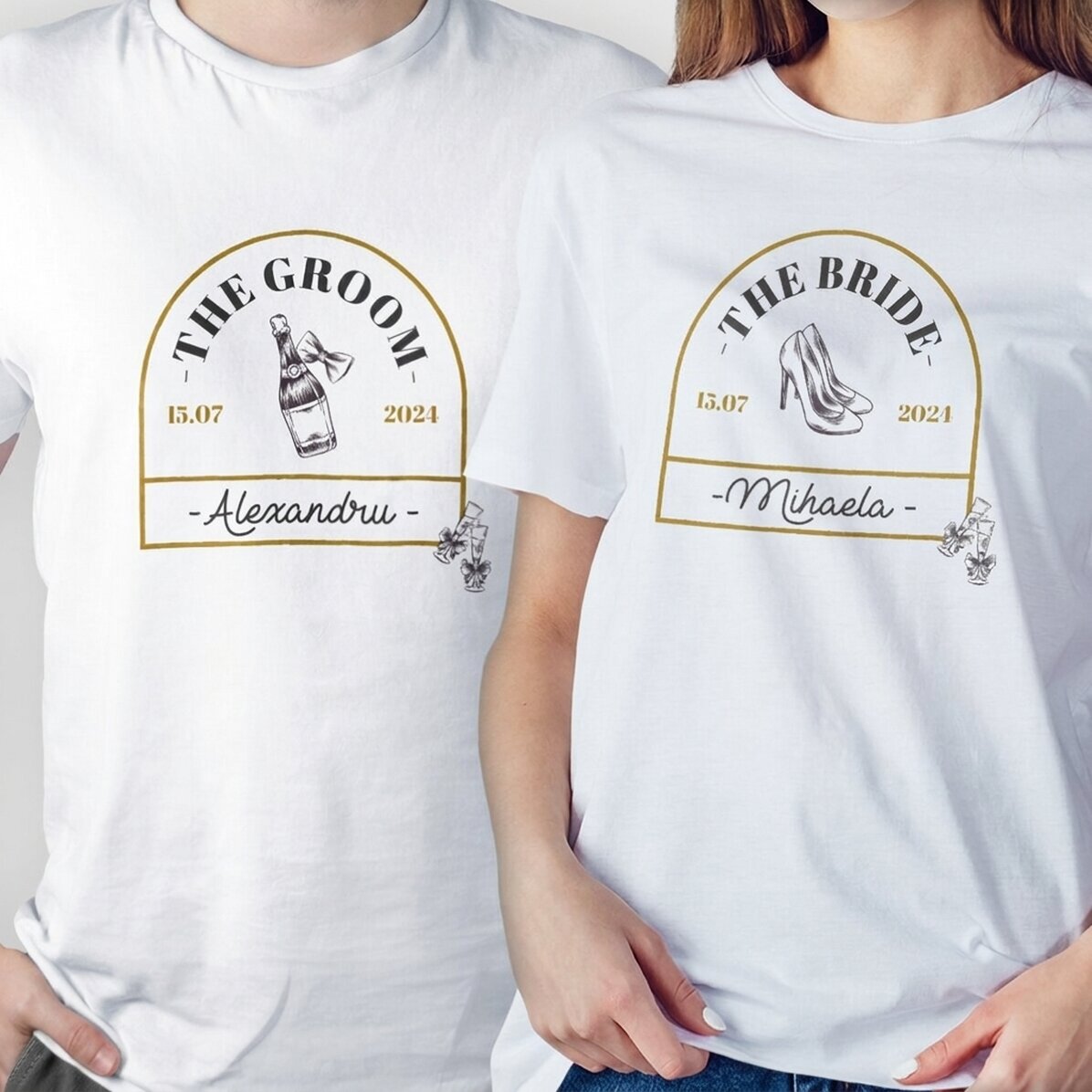 Customised cotton T-shirt with text for weddings - Vintage Love