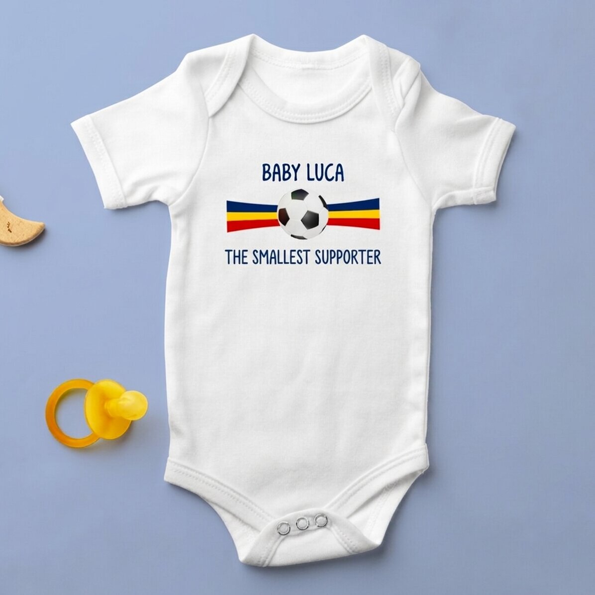 Personalised baby bodysuit with message - Football