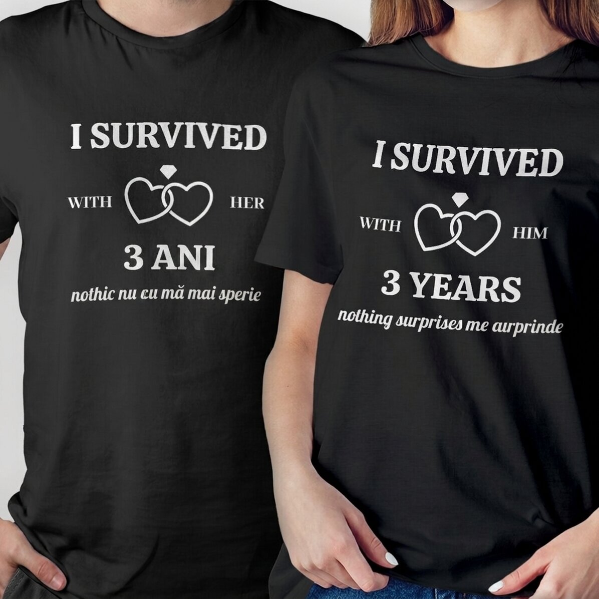 Custom cotton T-shirt with text - I SURVIVED