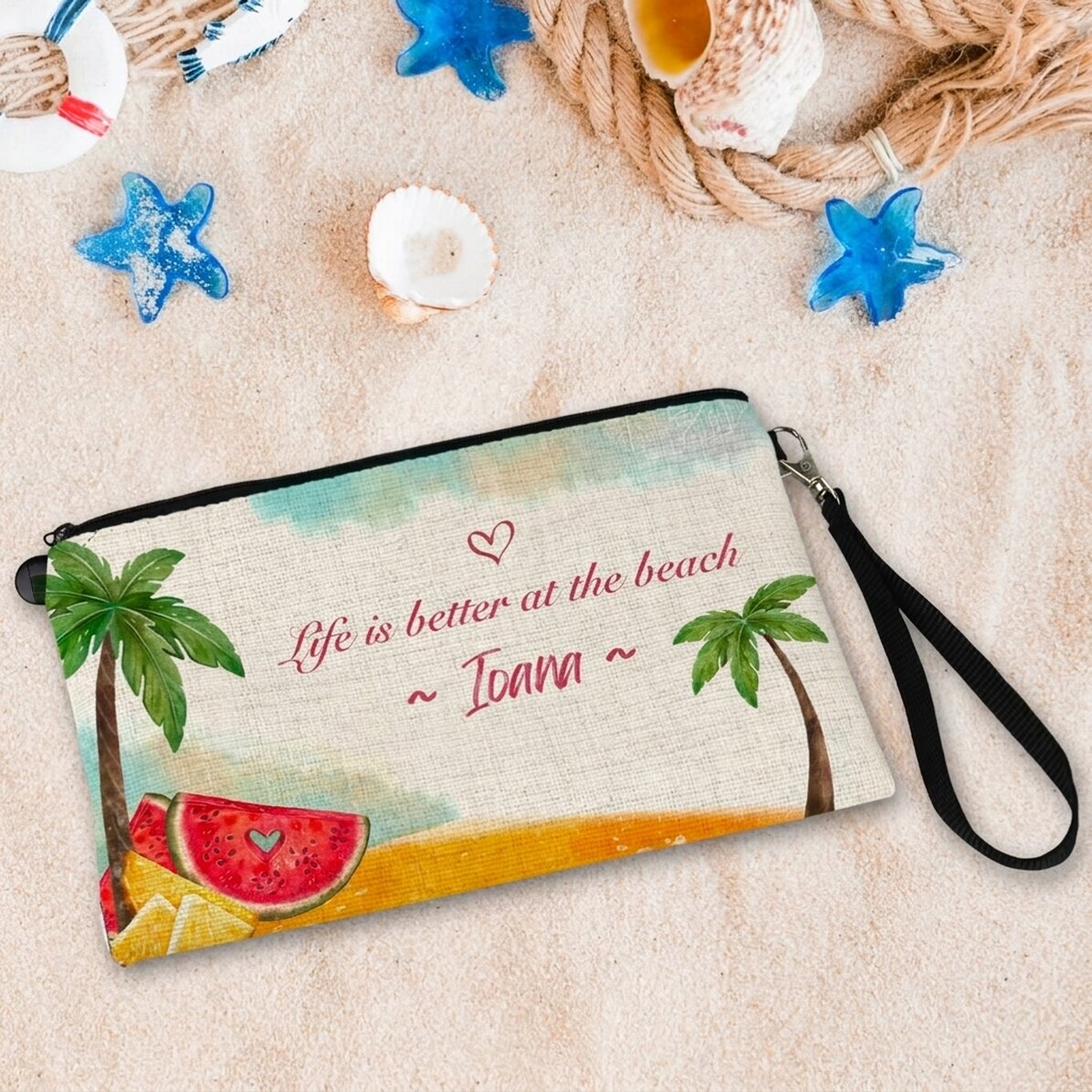 Personalised accessory bag with text - Beach