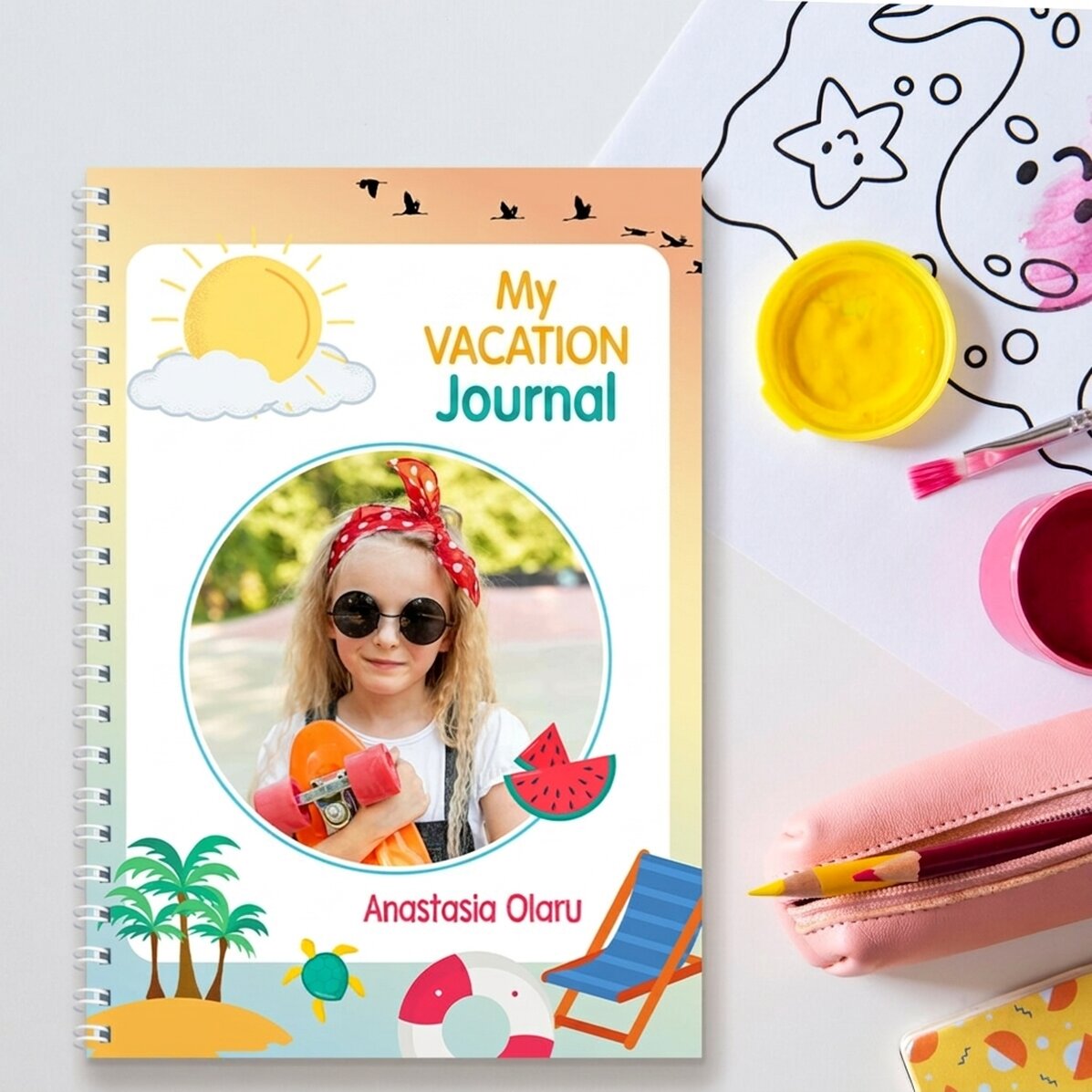 Personalised notebook with a photo and text - Holiday diary