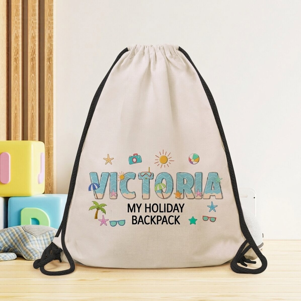 Personalised backpack with name and message - Summer holiday