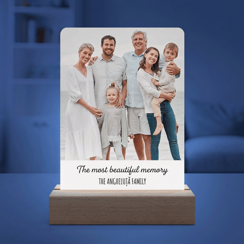 Personalised LED night light with photo and message