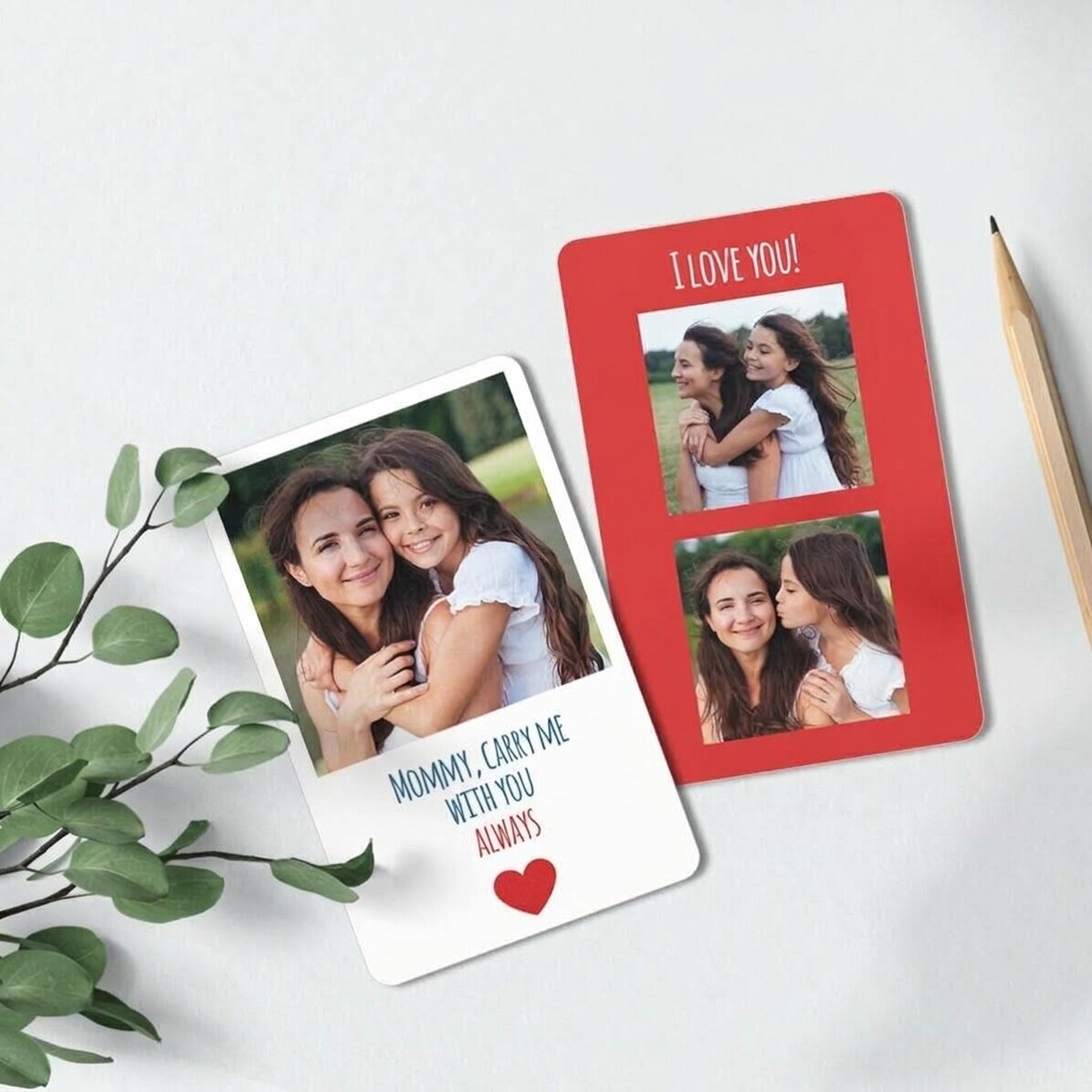 Personalised double-sided aluminium card with 3 photos and message