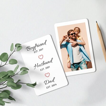 Personalised double-sided aluminium card with message and portrait photo