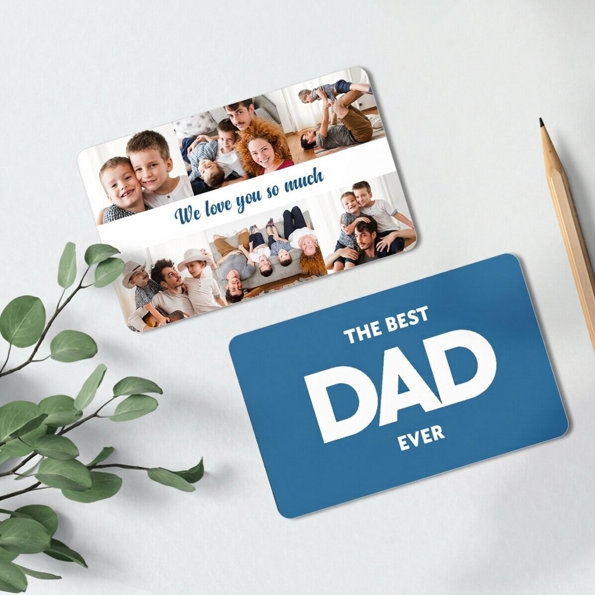 Personalised double-sided aluminium card with 6 photos and message