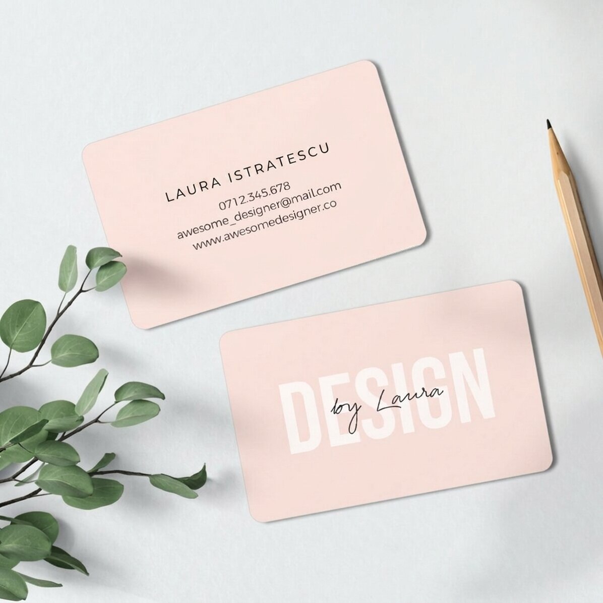 Personalised double-sided aluminium business card with text - SIMPLE