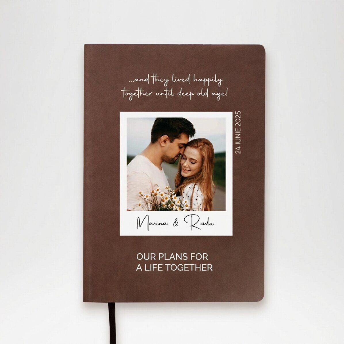 Personalised leather diary with a photograph and message