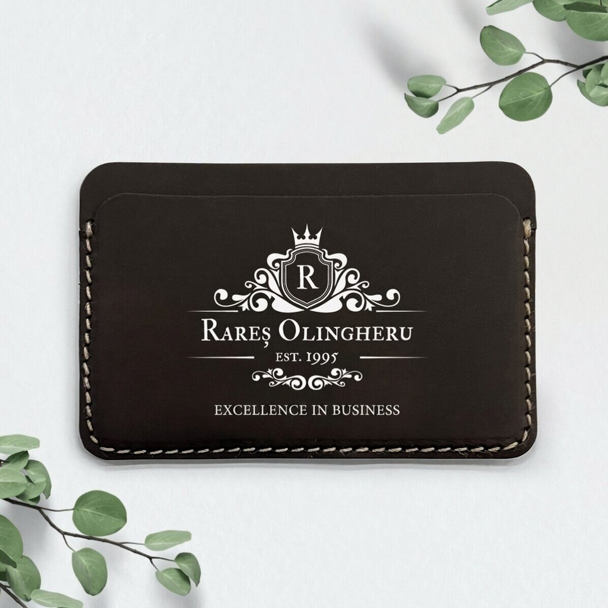 Personalised leather wallet with text - Excellence