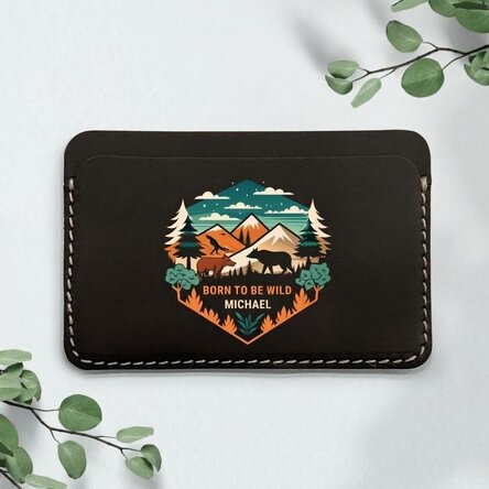 Personalised leather wallet with text - Wild