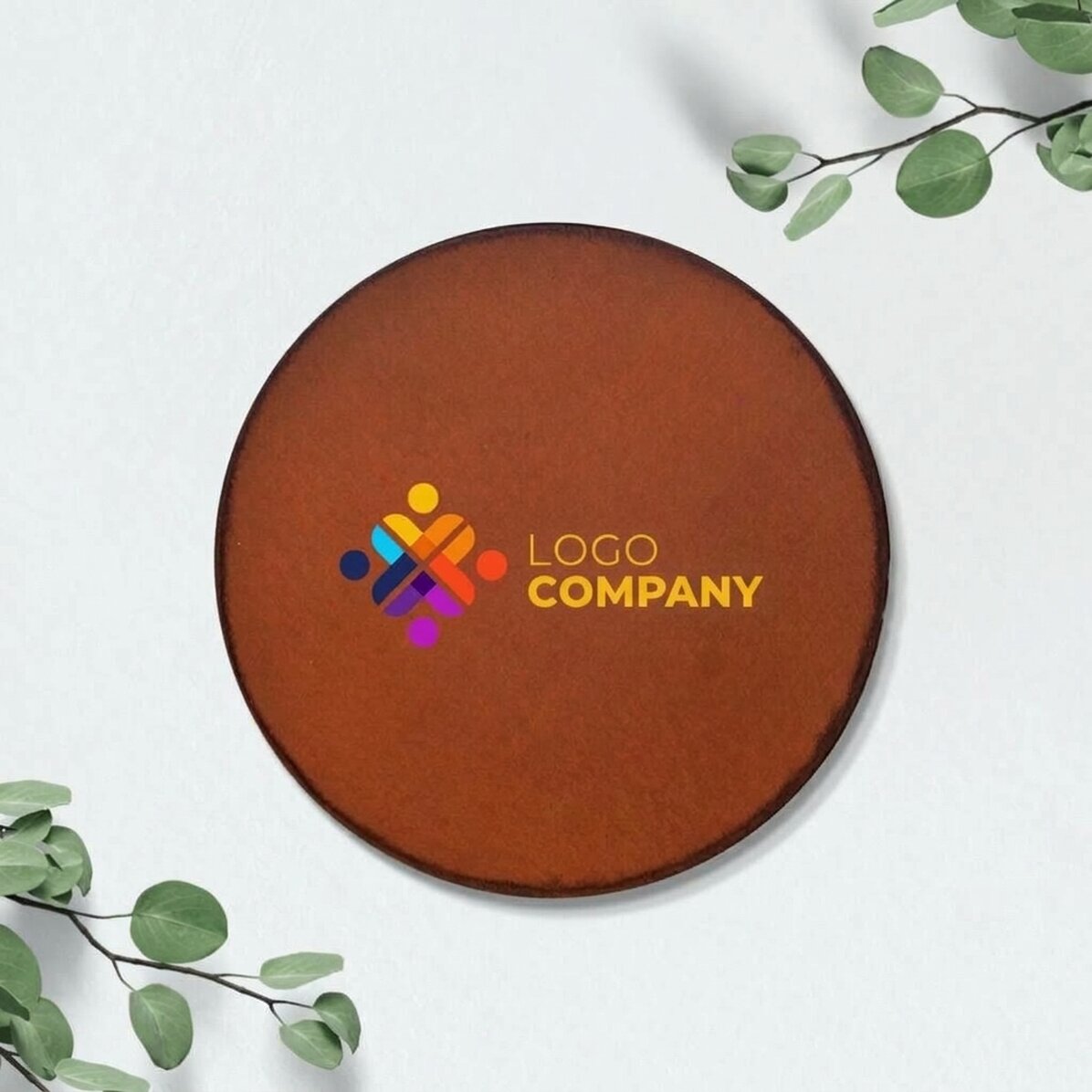 Customised coloured leather cup holder with logo