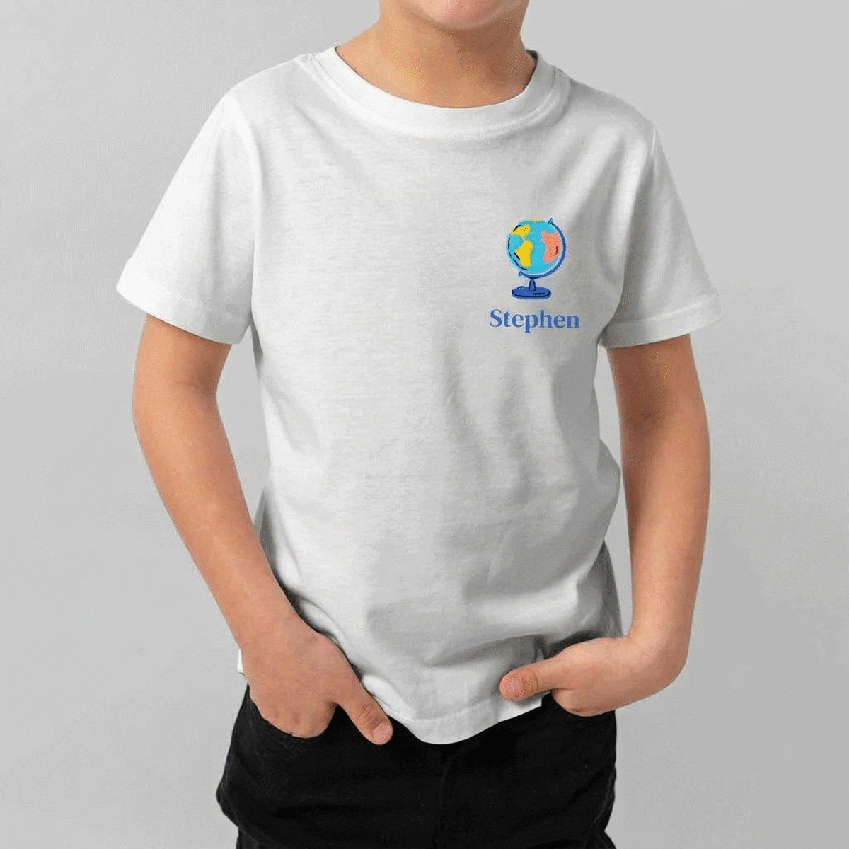 Personalised cotton T-shirt for children with name for school