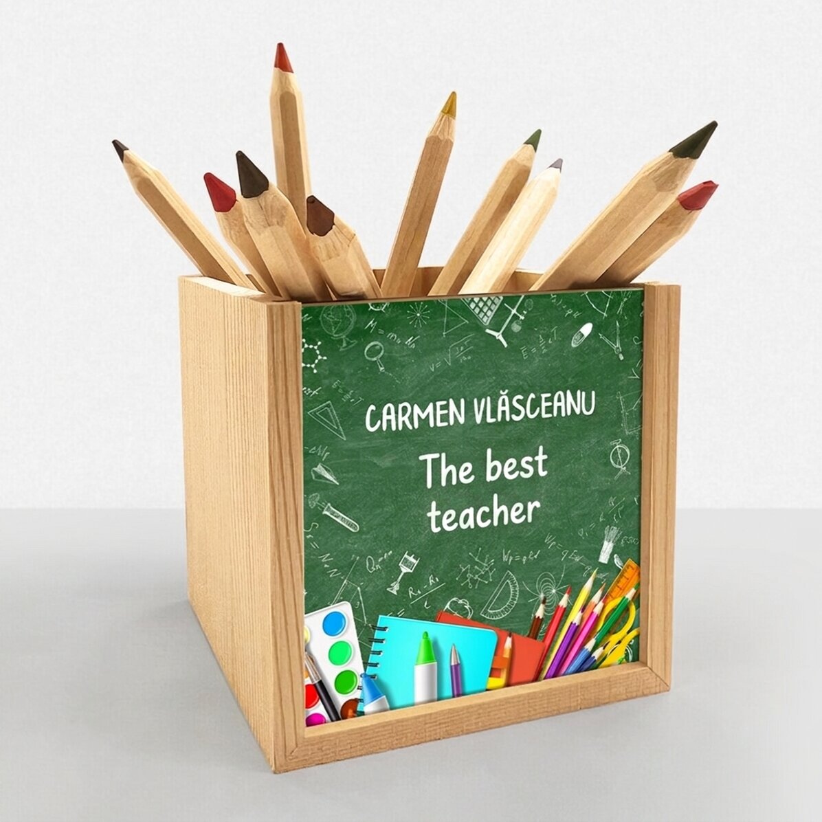 Personalised pencil holder with text - Teacher