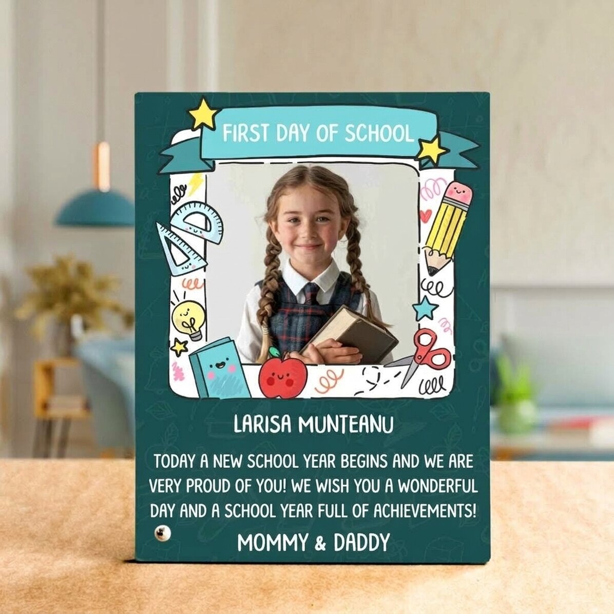 Personalised desk photo frame – First day at school