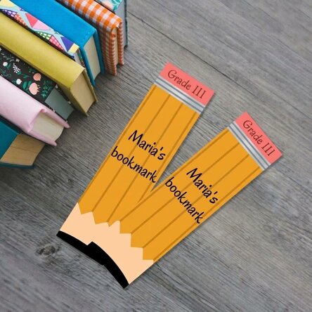 Personalised bookmark with text - Pencil