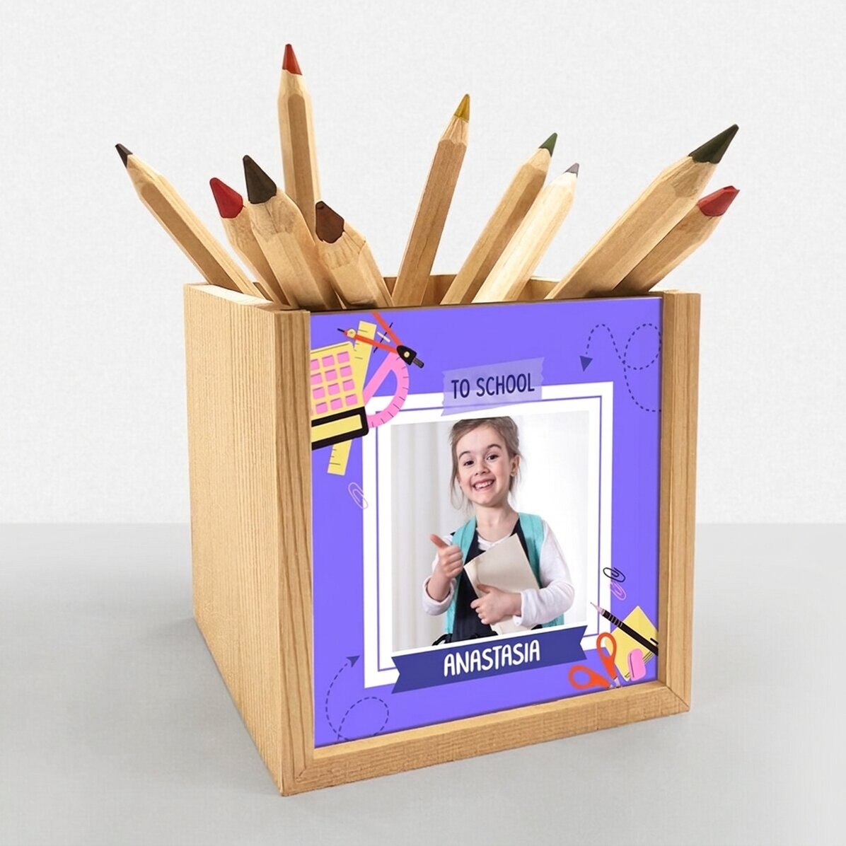 Personalised pencil holder with photo and text - Back to school