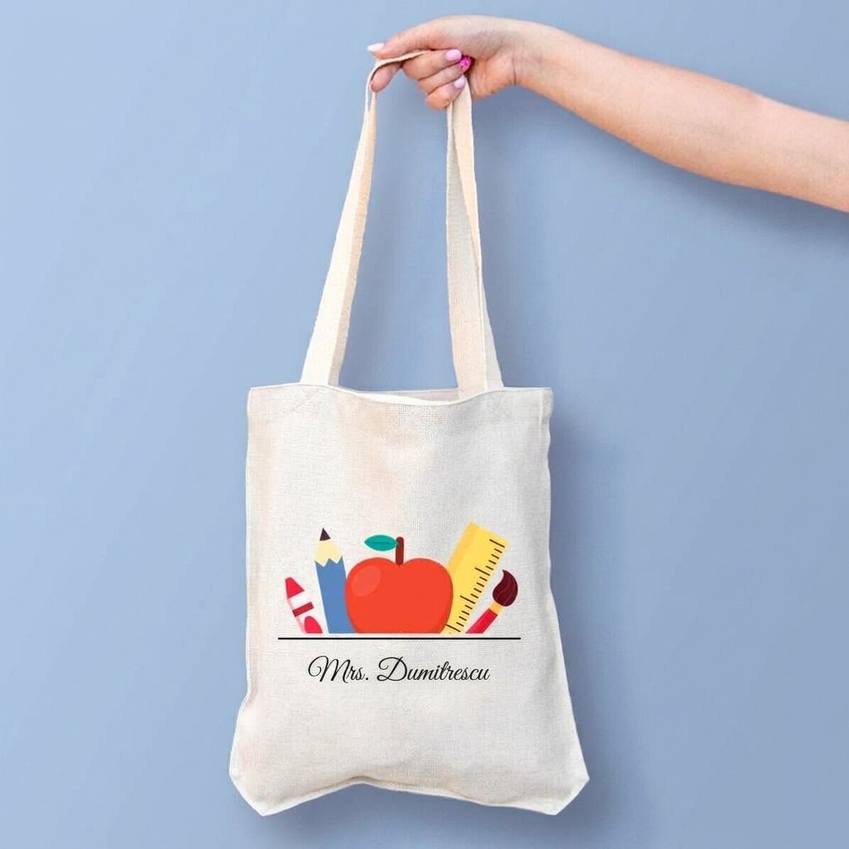 Personalised bag with text for teachers