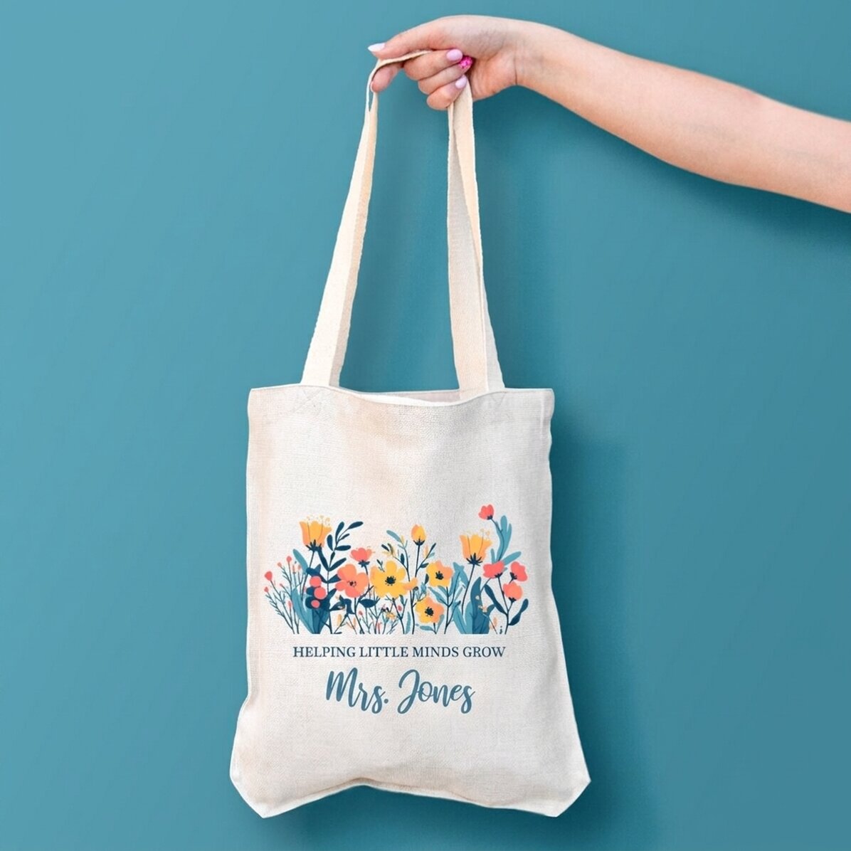 Personalised bag with text - Flowers