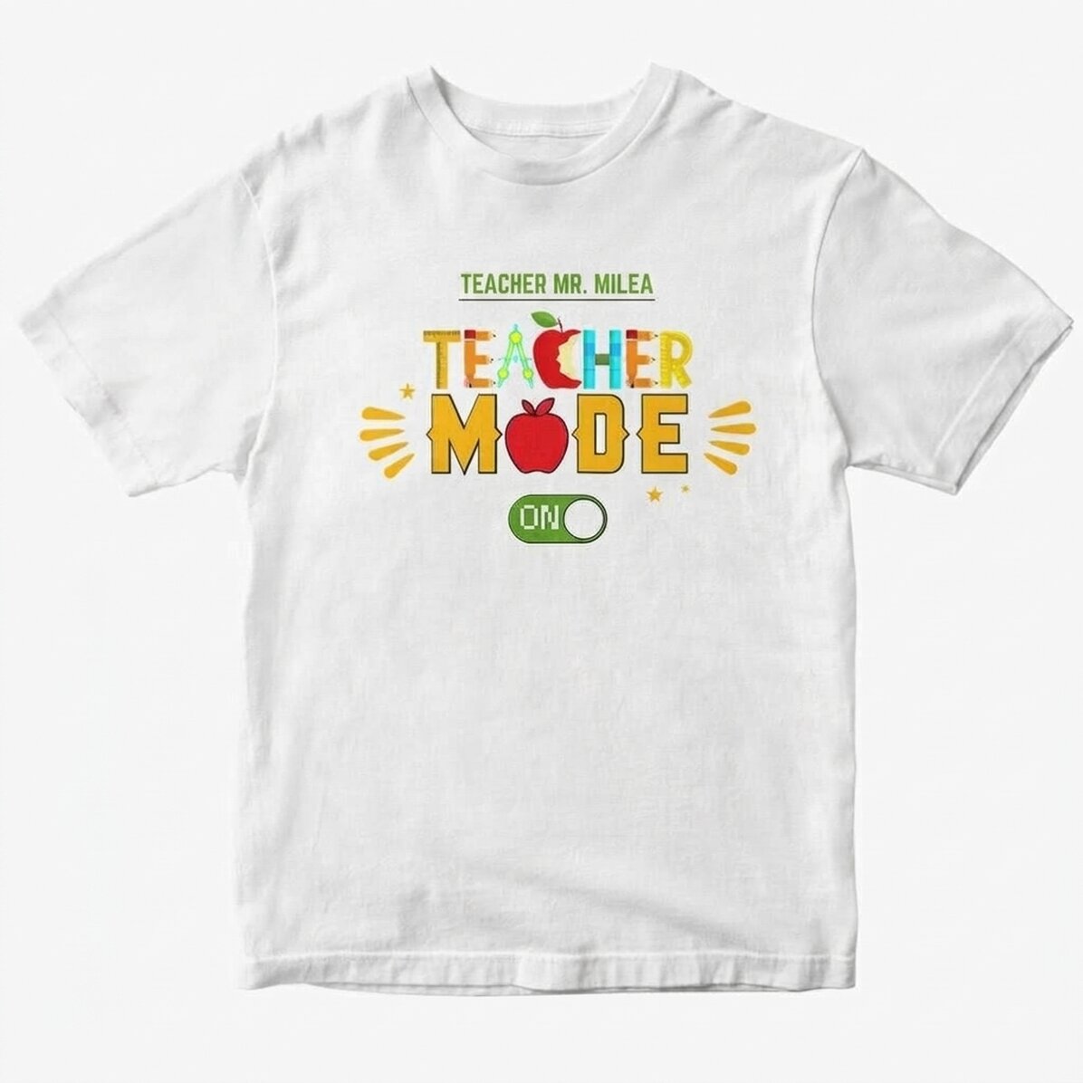 Custom cotton T-shirt with text - Teacher mode on