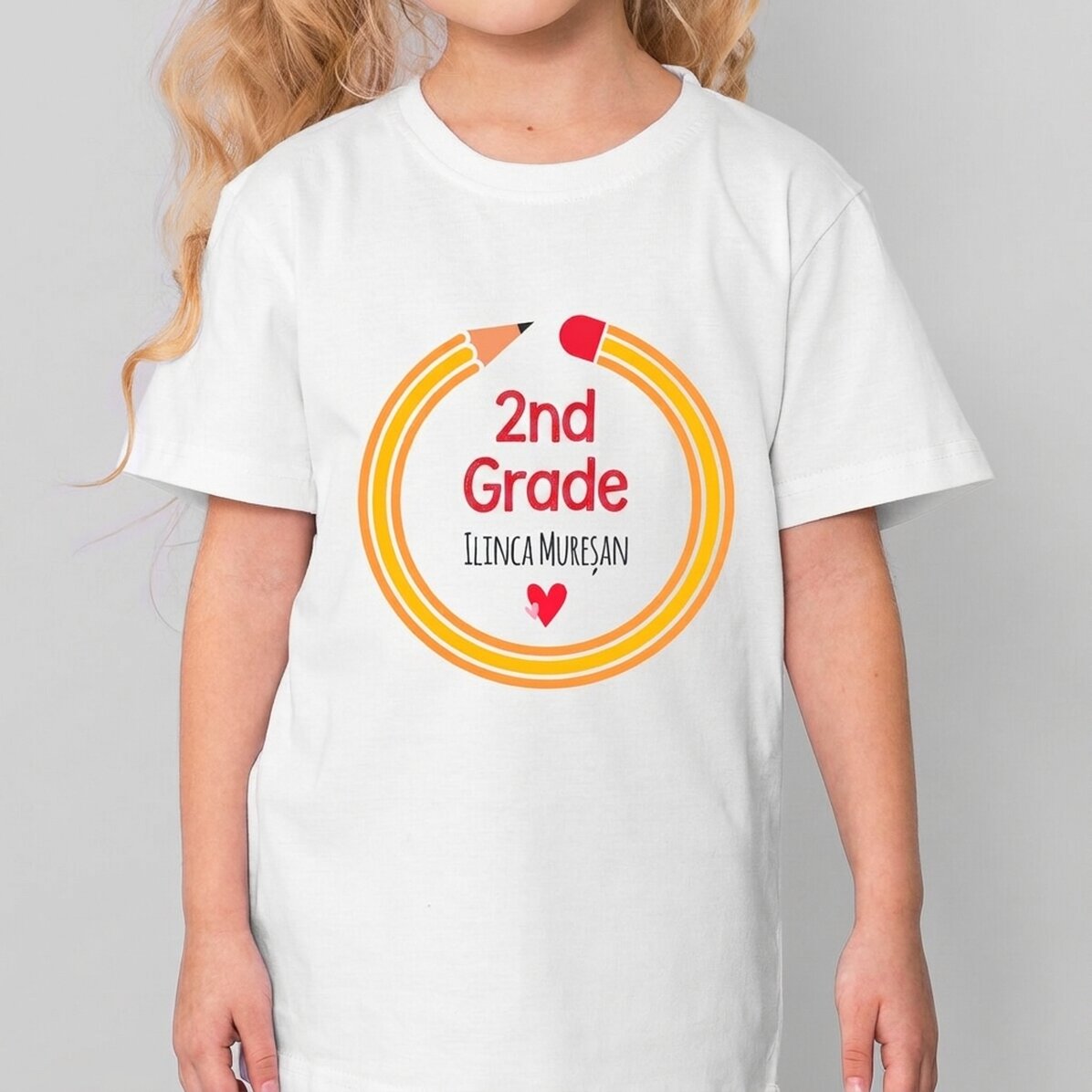 Personalised cotton T-shirt for children for school - Pencil