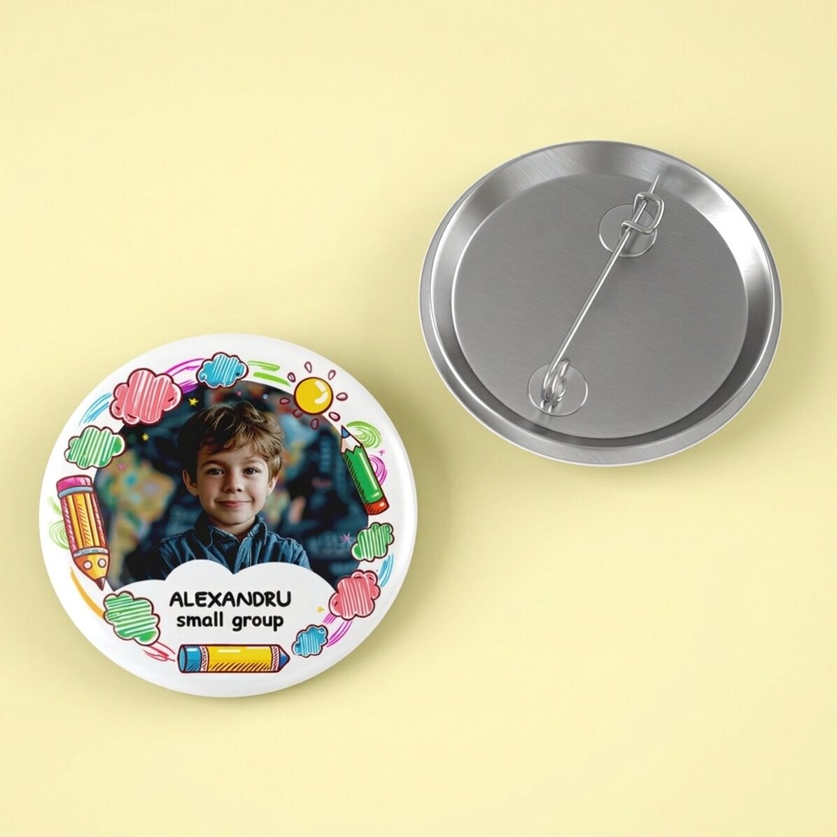 Personalised badge with photo and text - Kindergarten