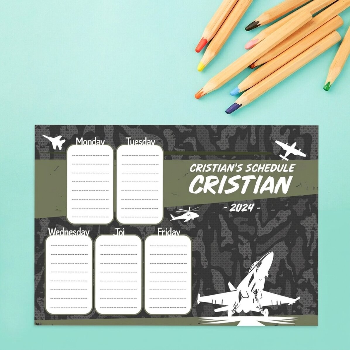 Personalised timetable with text - I