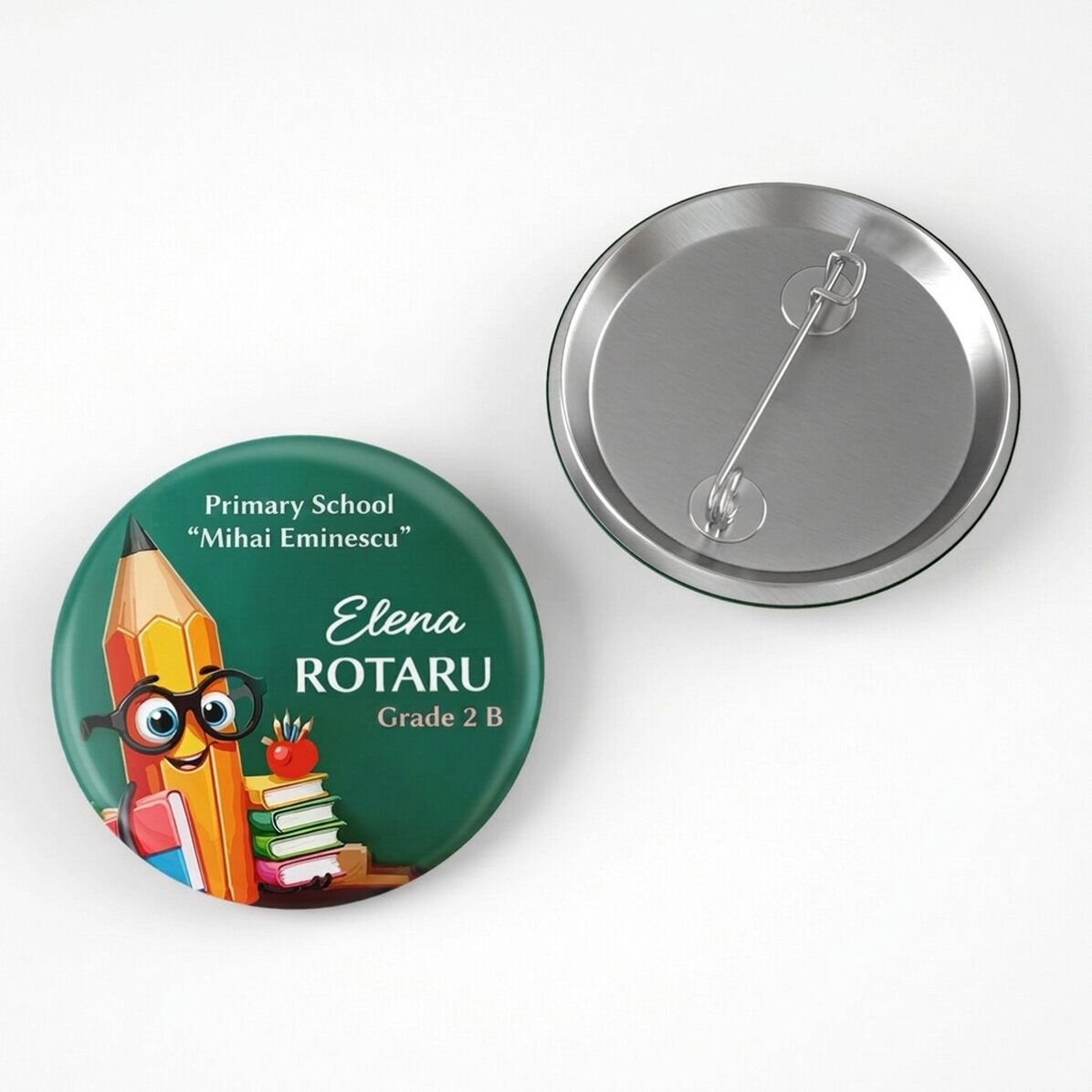 Personalised badge with message - School