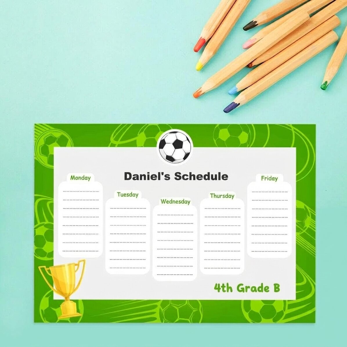 Personalised timetable with text - Trophy