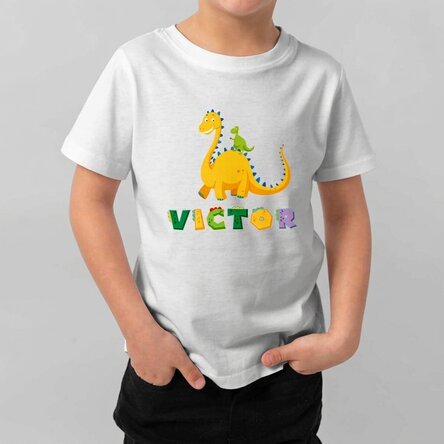 Customised cotton T-shirt for children with text - Dino