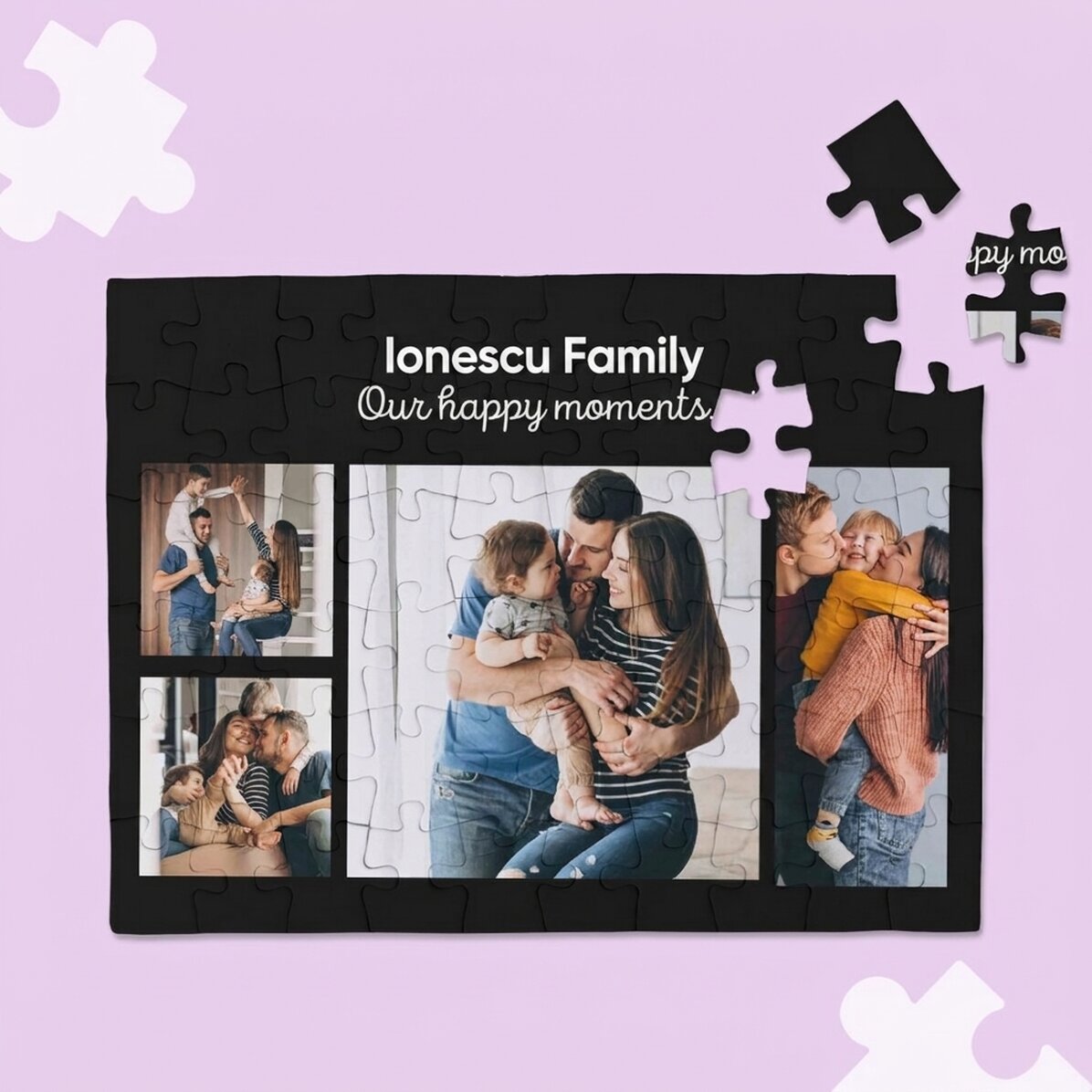 Personalised puzzle with 4 photos and text