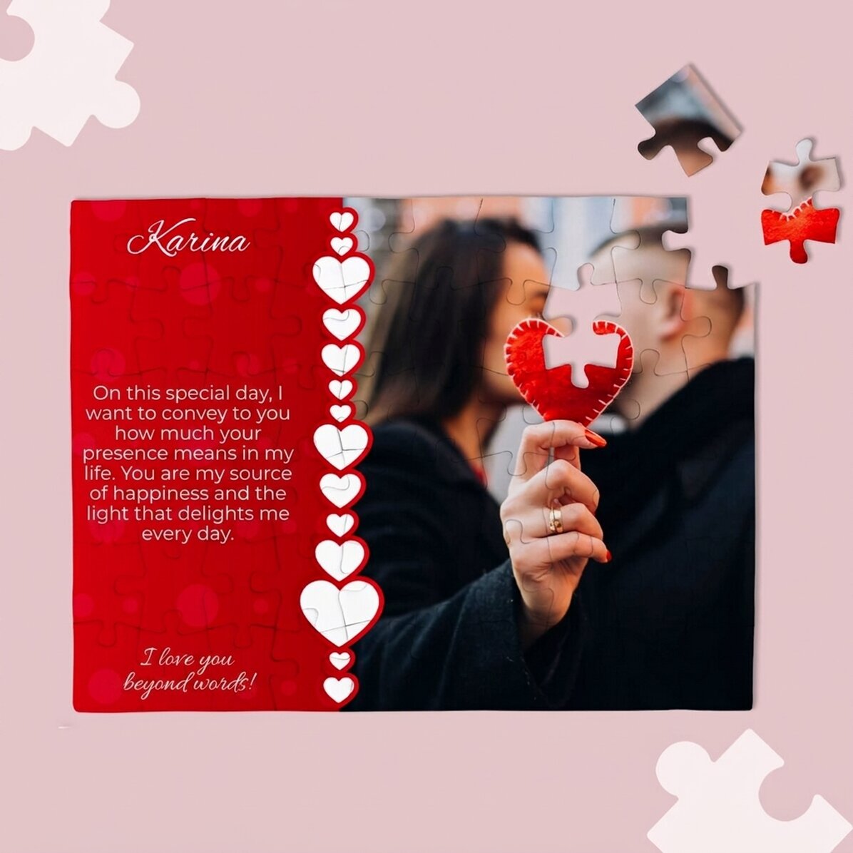 Personalised puzzle with photo and text - Lovely