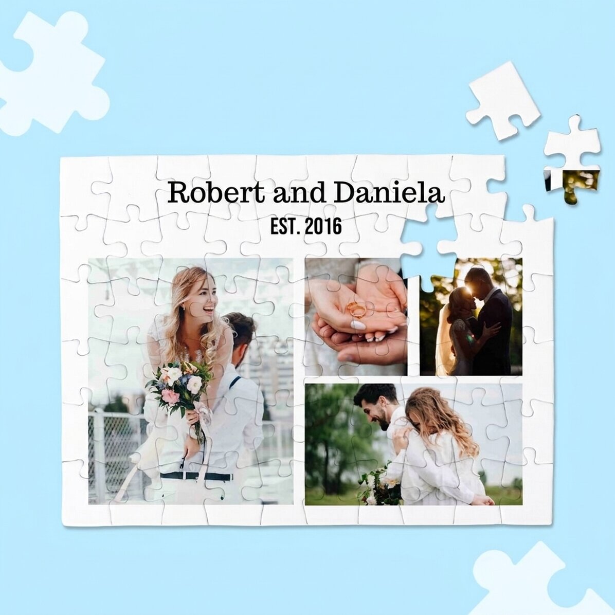 Personalised puzzle with 4 photos and text - Sweet memories