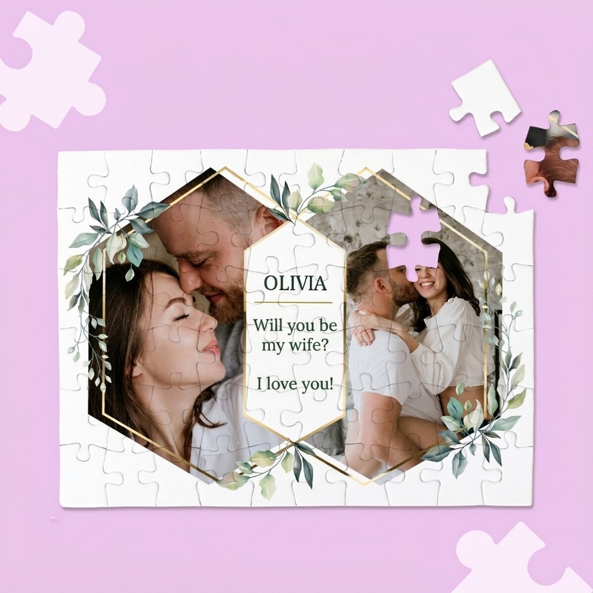 Personalised puzzle with 2 photos and message - Special moments