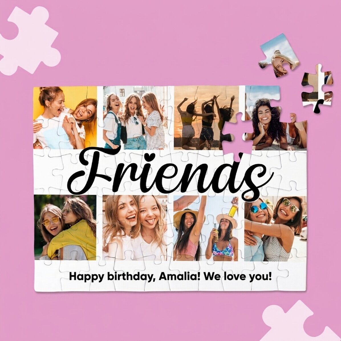 Personalised puzzle with 8 photos and message