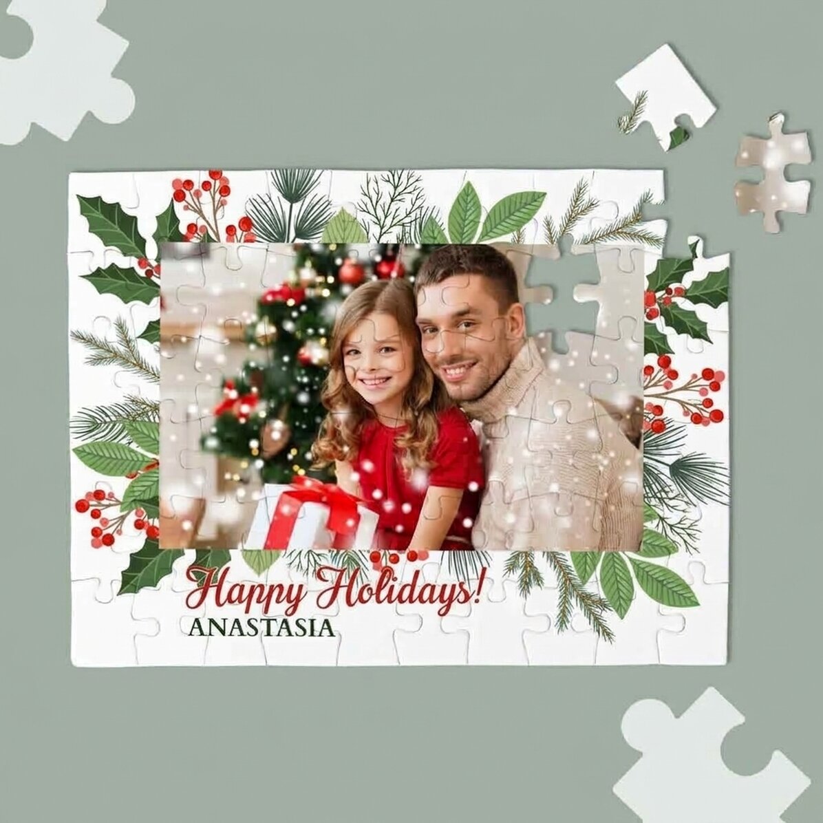 Personalised puzzle with a photo and text - Fairytale Christmas