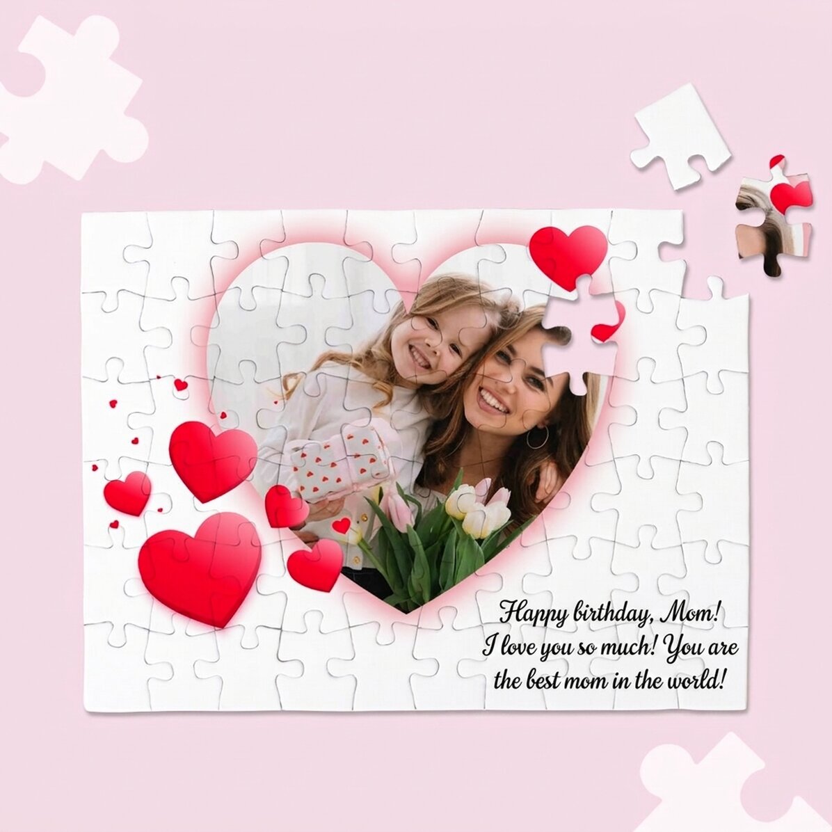 Personalised puzzle with a photo and text - Heart